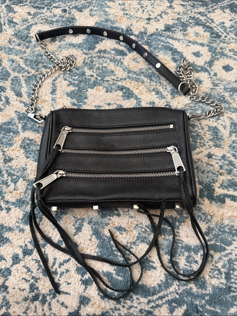 Rebecca Minkoff Black Crossbody with Silver Chain Hardware
